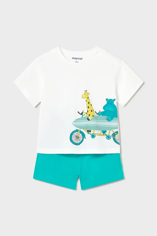 Mayoral komplet bawełniany dziecięcy nadruk turkusowy 1670.3G.Baby.PPY2