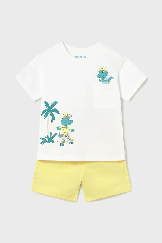 Mayoral komplet bawełniany dziecięcy nadruk żółty 1672.3J.Baby.PPY2