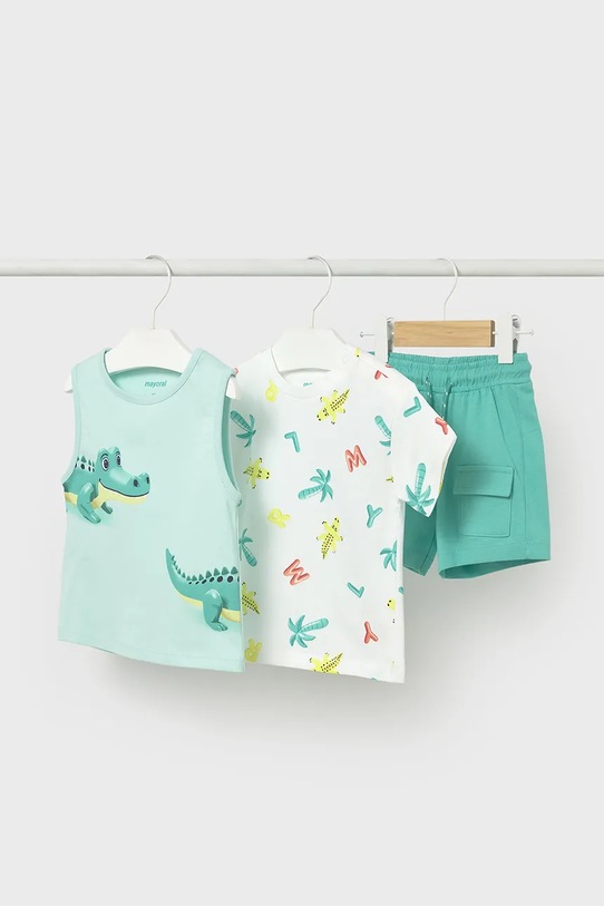 Παιδικό βαμβακερό σετ Mayoral πλεκτό ύφασμα τιρκουάζ 1673.3J.Baby.PPY2