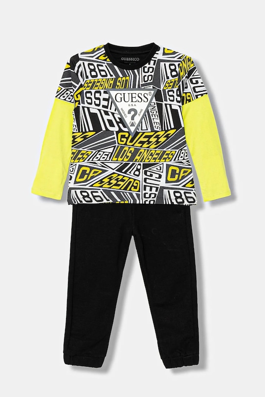 Guess komplet bawełniany dziecięcy nadruk czarny N6RG00.K8HM4.PPY2