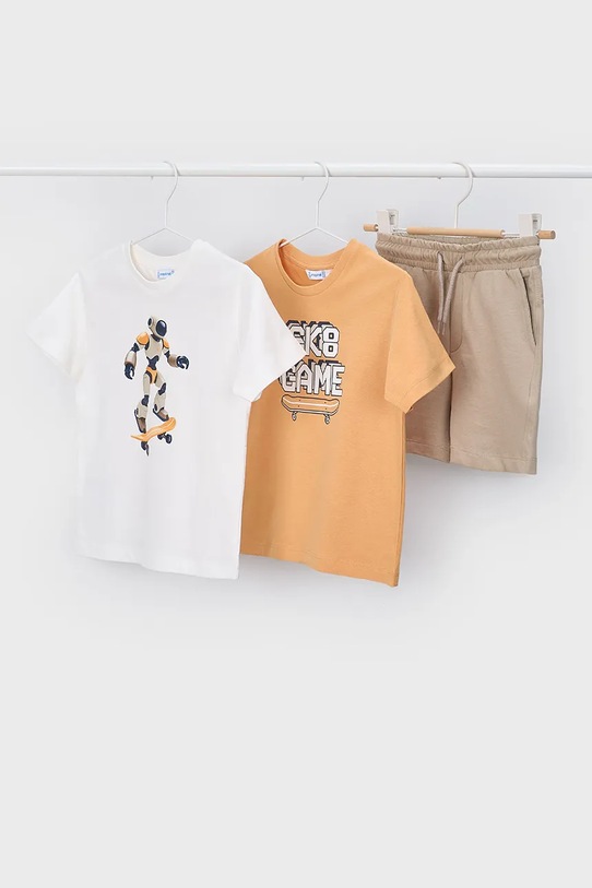 Mayoral komplet bawełniany dziecięcy nadruk pomarańczowy 3604.5E.Mini.PPY2