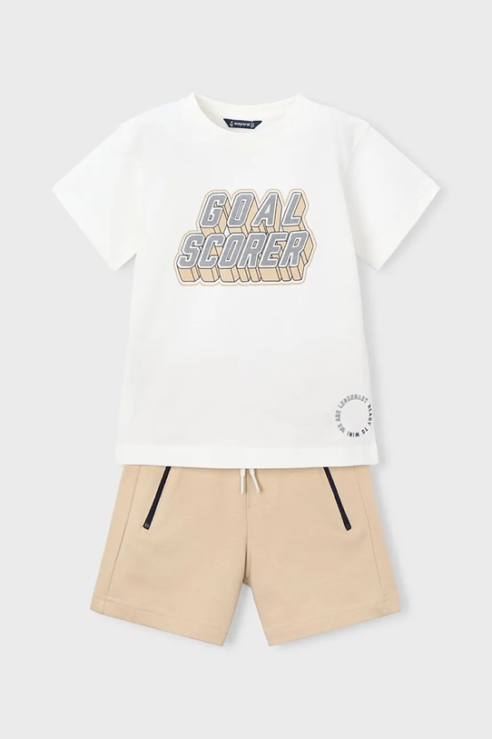 Mayoral komplet bawełniany dziecięcy nadruk beżowy 3606.5G.Mini.PPY2