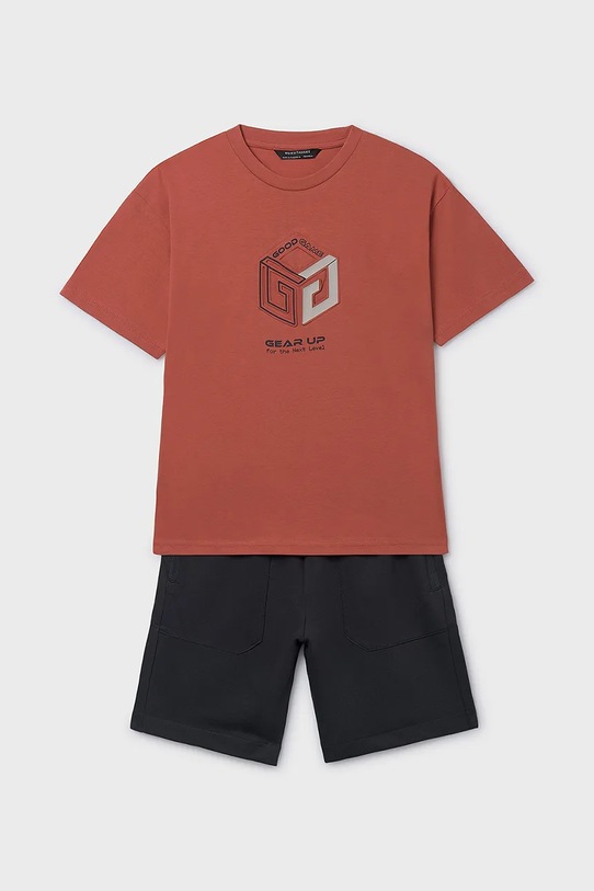 Mayoral komplet bawełniany dziecięcy nadruk pomarańczowy 6690.7F.Junior.PPY2