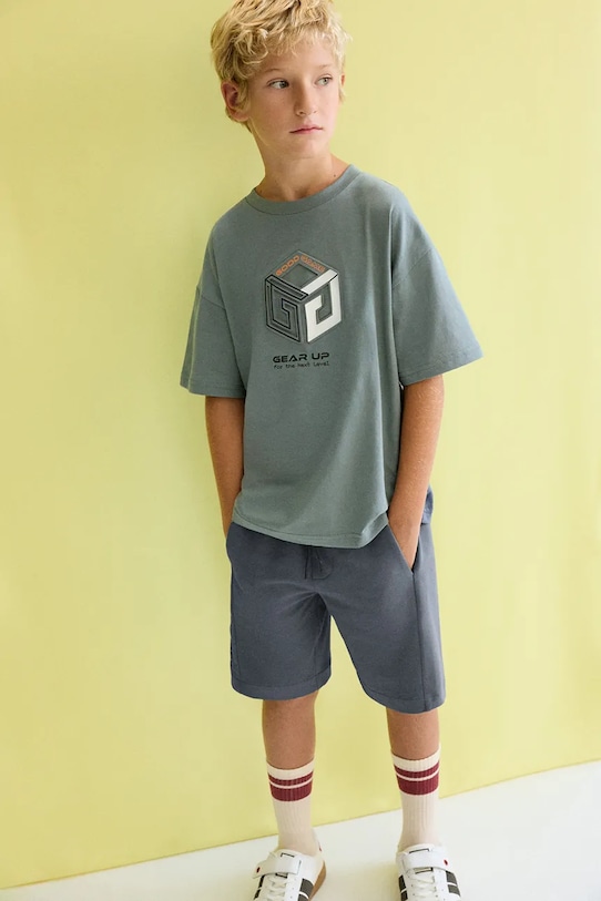 Mayoral komplet bawełniany dziecięcy nadruk zielony 6690.7F.Junior.PPY2