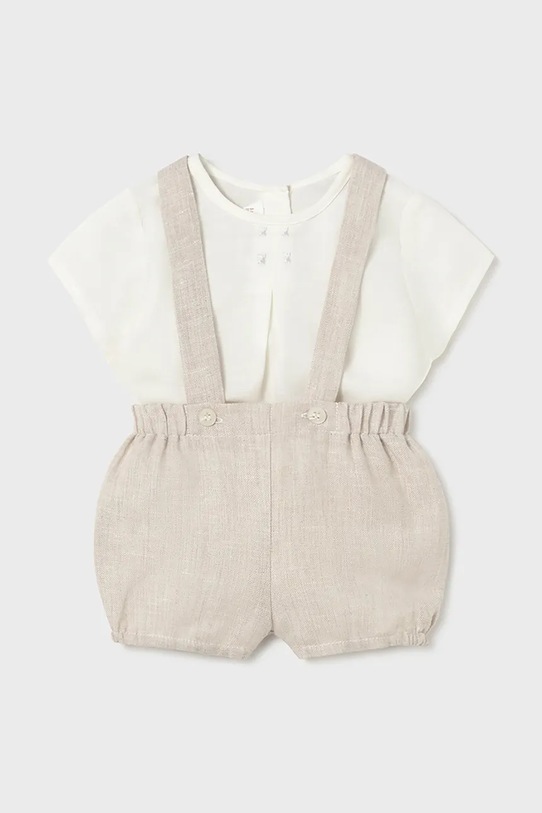 Mayoral Newborn komplet z dodatkiem lnu dziecięcy tkanina beżowy 1267.1J.Newborn.PPY2