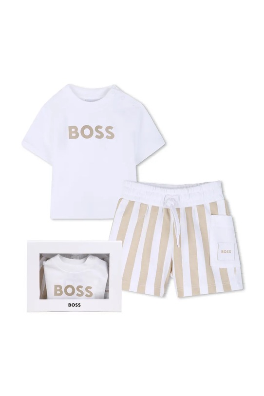 BOSS komplet codzienny dziecięcy bawełniany beżowy J53048