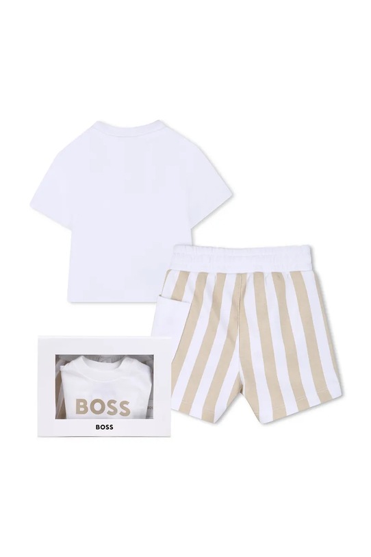 BOSS komplet codzienny dziecięcy bawełniany J53048 beżowy SS26
