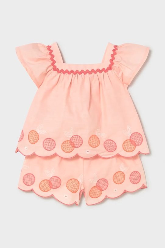 Mayoral komplet bawełniany niemowlęcy wzorzyste pomarańczowy 1214.4D.Baby.PPY2