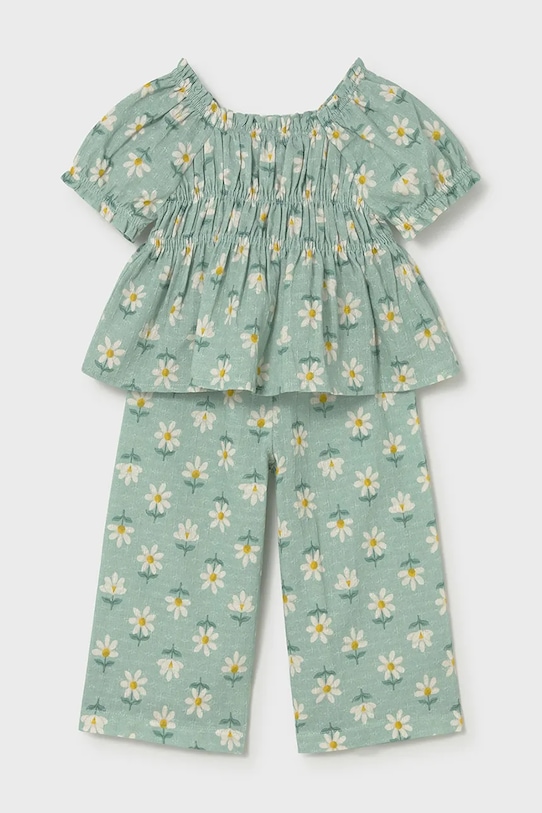 Mayoral komplet bawełniany dziecięcy wzorzyste turkusowy 1513.4C.Baby.PPY2