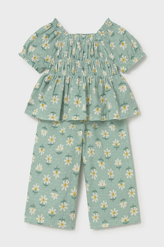 Mayoral komplet bawełniany dziecięcy 1513.4C.Baby.PPY2 turkusowy SS26