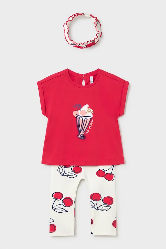Mayoral komplet bawełniany dziecięcy wzorzyste czerwony 1750.4G.Baby.PPY2