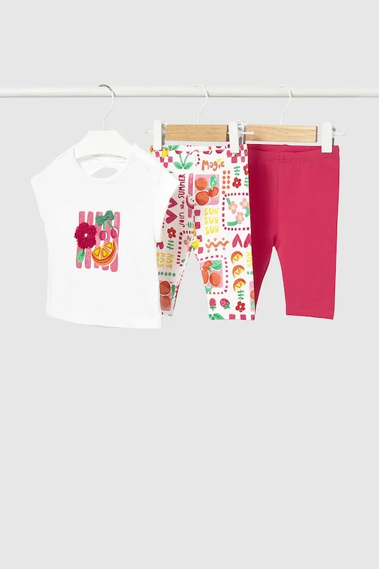 Mayoral komplet bawełniany dziecięcy wzorzyste różowy 1752.4L.Baby.PPY2