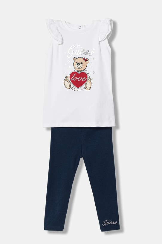 Guess komplet bawełniany niemowlęcy nadruk biały A6RG02.KA6W4.PPY2