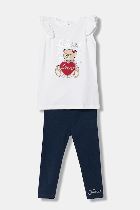 Guess komplet bawełniany niemowlęcy nadruk biały A6RG02.KA6W4.PPY2
