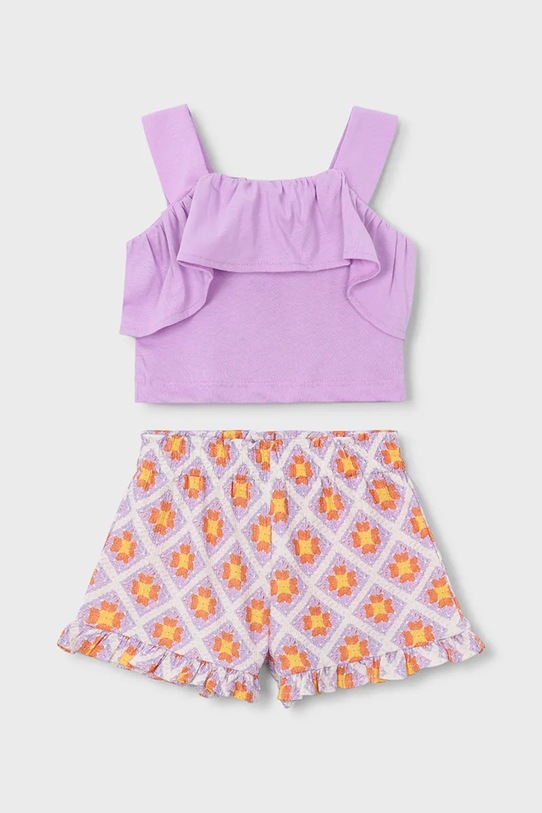 Παιδικό βαμβακερό σετ Mayoral εμπριμέ μωβ 3230.6L.Mini.PPY2