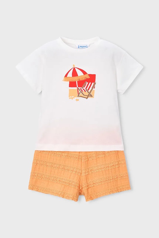 Mayoral komplet bawełniany dziecięcy nadruk pomarańczowy 3231.6M.Mini.PPY2