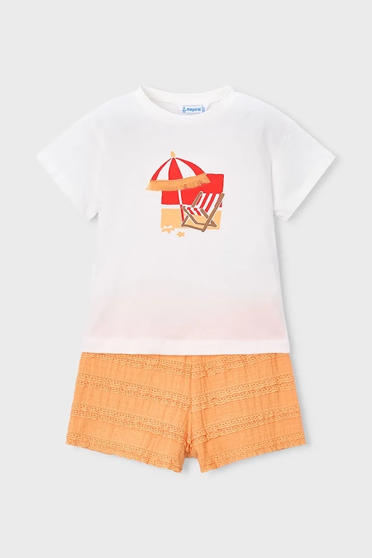 Mayoral komplet bawełniany dziecięcy nadruk pomarańczowy 3231.6M.Mini.PPY2