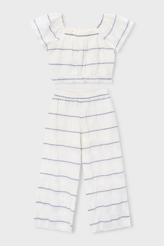 Otroški komplet z dodatkom lanu Mayoral Pletenina bela 3593.6B.Mini.PPY2