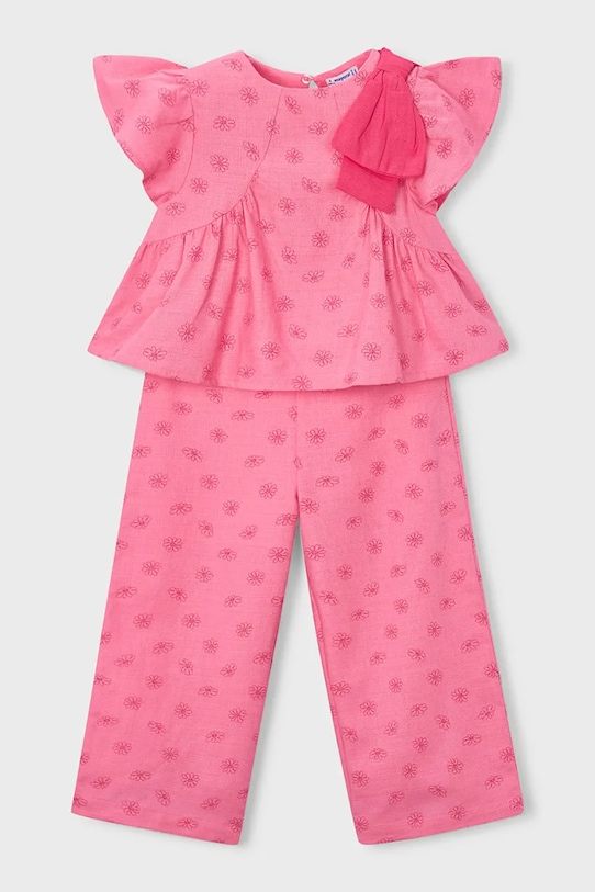 Otroški komplet z dodatkom lana Mayoral Bombaž roza 3594.6C.Mini.PPY2