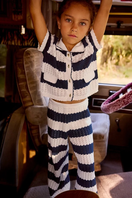 Pamučna dječja trenirka Mayoral pletivo mornarsko plava 3595.6C.Mini.PPY2