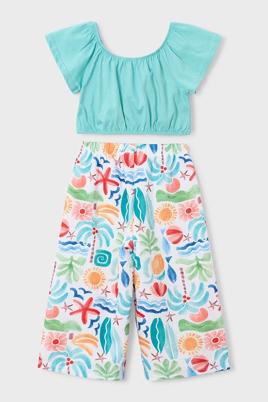 Mayoral komplet bawełniany dziecięcy 3597.6L.Mini.PPY2 turkusowy SS26