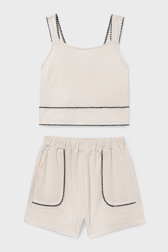 Mayoral komplet bawełniany dziecięcy bawełna biały 6213.8K.Junior.PPY2