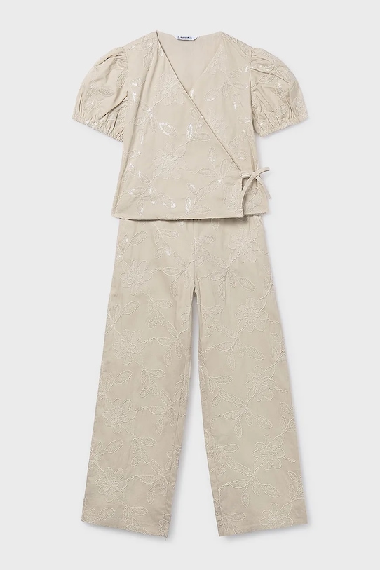 Mayoral komplet bawełniany dziecięcy 6559.8A.Junior.PPY2 beżowy SS26