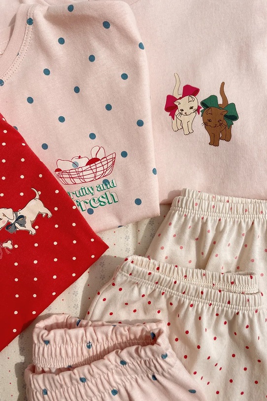 Konges Sløjd komplet bawełniany dziecięcy FAMO BOX FIT SET GOTS KS104802.PPY2 różowy