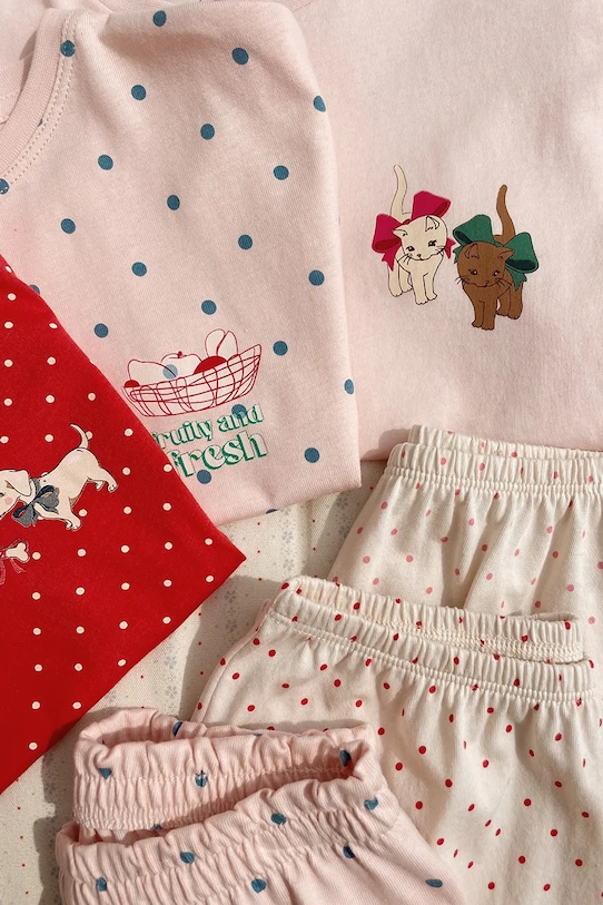 Konges Sløjd komplet bawełniany dziecięcy FAMO BOX FIT SET GOTS KS104802.PPY2 różowy