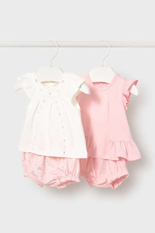 Σετ μωρού Mayoral Newborn 2-pack με ελαστάν ροζ 1639.2F.Newborn.PPY2