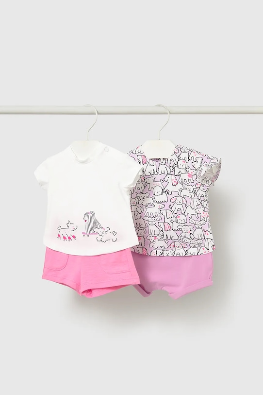 Mayoral Newborn komplet bawełniany niemowlęcy nadruk różowy 1641.2K.Newborn.PPY2