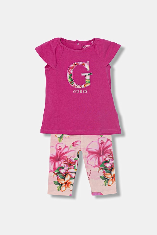 Guess komplet codzienny niemowlęcy bawełniany z elastanem różowy A6GG05.K6YW4.PPY2.M