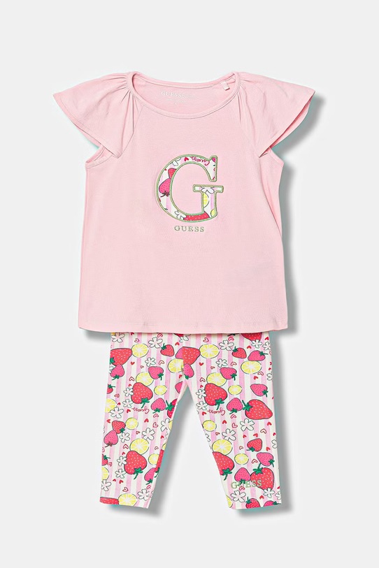 Guess komplet dziecięcy 2-pack wzorzyste różowy K6GG01.K6YW4.PPY2.M