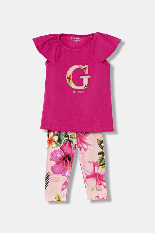 Guess komplet dziecięcy 2-pack wzorzyste różowy K6GG01.K6YW4.PPY2.M