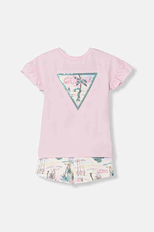 Guess komplet codzienny dziecięcy bawełniany różowy K6GG02.K6YW4.PPY2.M