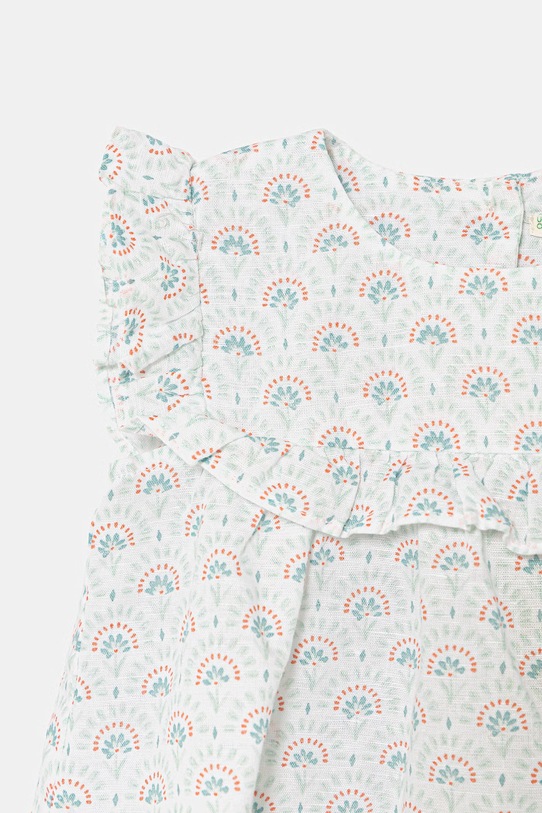 DÍVKA United Colors of Benetton letní šaty se lnem 4NVDAK001.W.Stagionale zelená