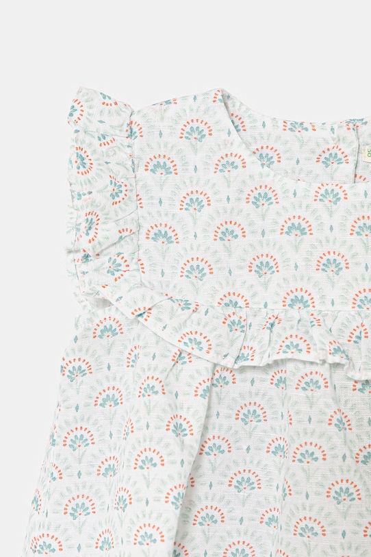 DÍVKA United Colors of Benetton letní šaty se lnem 4NVDAK001.W.Stagionale zelená