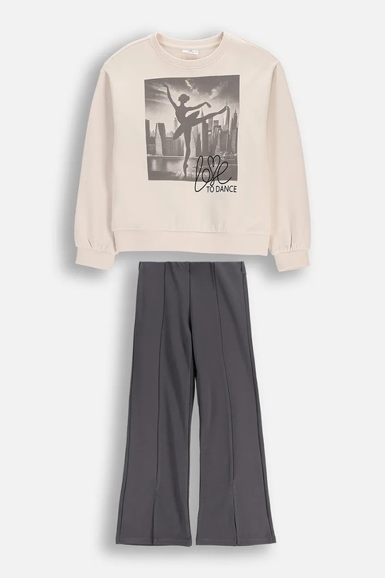 Coccodrillo komplet dresowy dziecięcy bawełniany beżowy WC6117404XXG