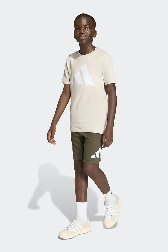 Detská bavlnená súprava adidas KD6057 béžová