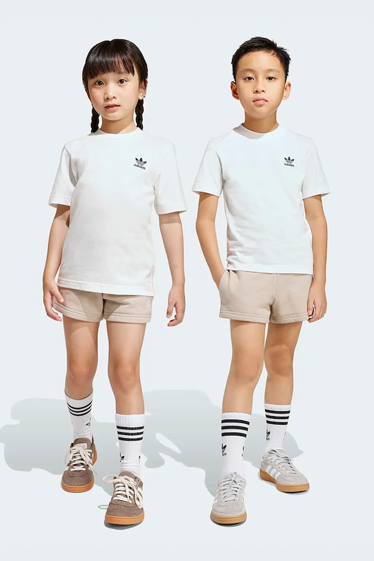 Pamučna dječja trenirka adidas Originals pletivo bijela KE2342