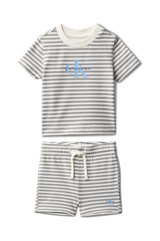 Calvin Klein Jeans kojenecká bavlněná souprava šedá LVCKSJI12B.PPY2