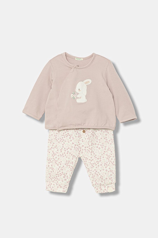 United Colors of Benetton komplet niemowlęcy bawełniany z elastanem 366PAK01P.W.Stagionale różowy SS26