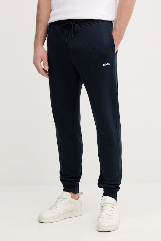 BOSS Orange dres bawełniany TracksuitWesmallhood granatowy 50541065