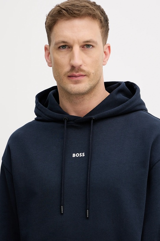 BOSS Orange dres bawełniany TracksuitWesmallhood 50541065 granatowy