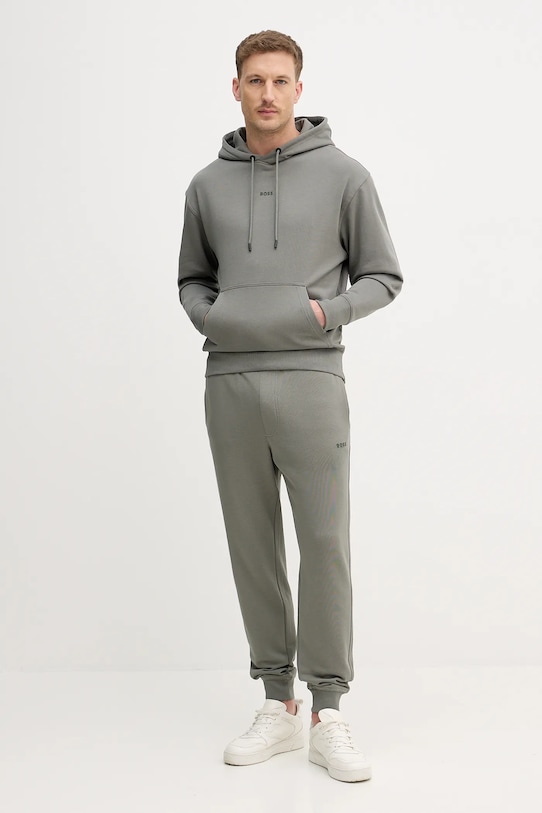 BOSS Orange dres bawełniany TracksuitWesmallhood bawełna zielony 50541065