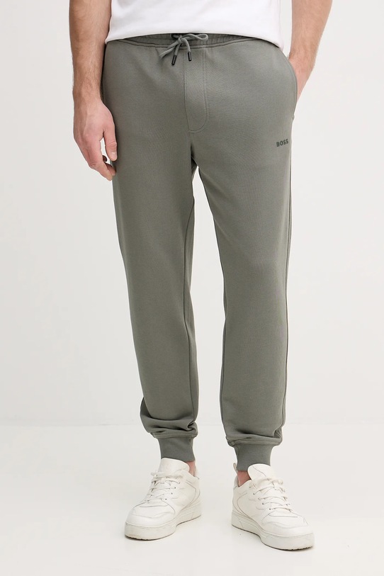 BOSS Orange dres bawełniany TracksuitWesmallhood zielony 50541065