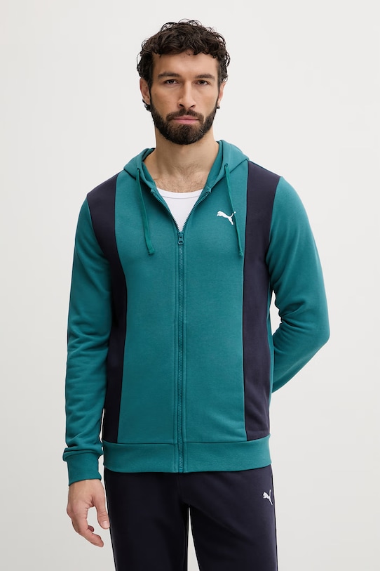 Puma komplet dresowy męski bawełniany Hooded Sweat suit 691769 turkusowy SS26