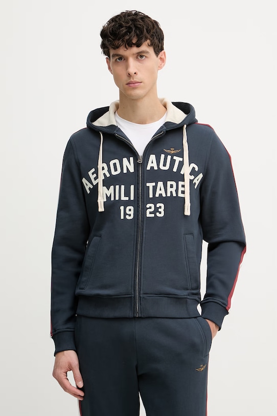 Odzież Aeronautica Militare komplet dresowy męski bawełniany TF0107UF00677 granatowy