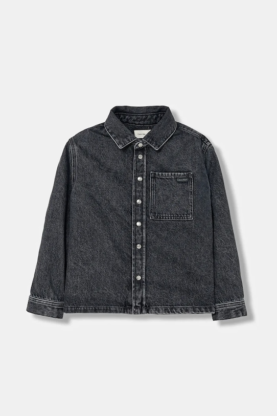 Calvin Klein Jeans koszula jeansowa dziecięca bawełna czarny IB0IB02624.128.176.PPY2