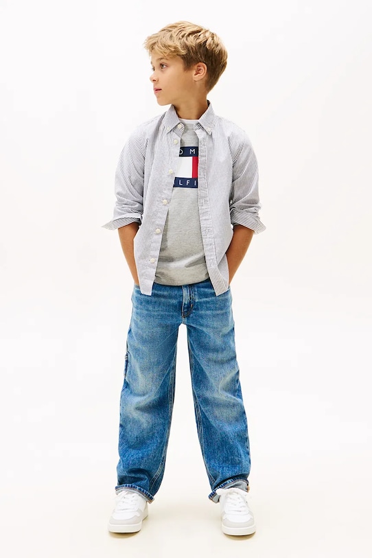 Chłopiec Tommy Hilfiger koszula dziecięca KB0KB09605.128.176.PPY2 niebieski